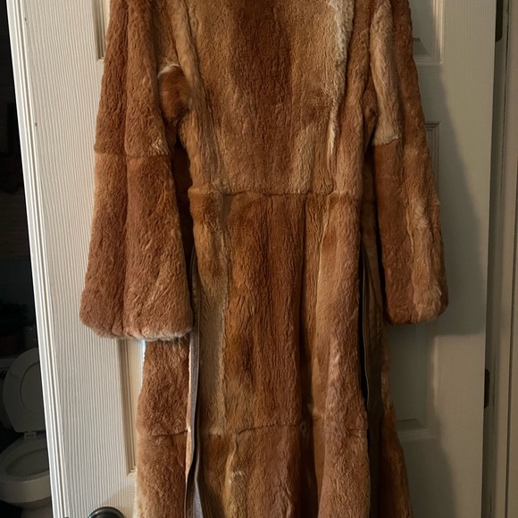 Full length Rabbit coat with Fox collar - Picture 2 of 7